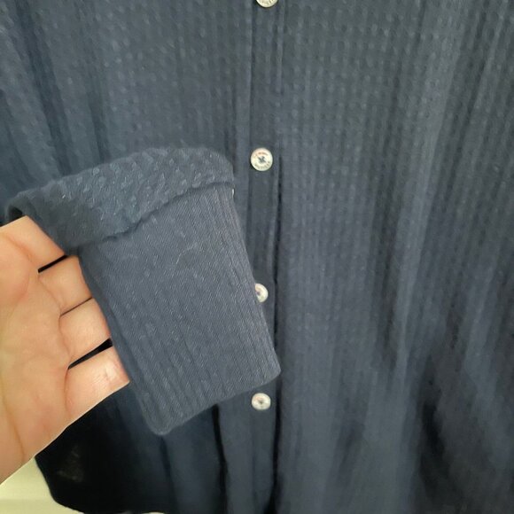 Tommy Hilfiger Women's Blue Waffle Knit Thermal Lightweight Button Cardigan XL - Picture 5 of 8
